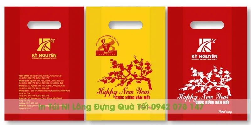 Bao xốp đựng quà Tết in logo Trân Hương