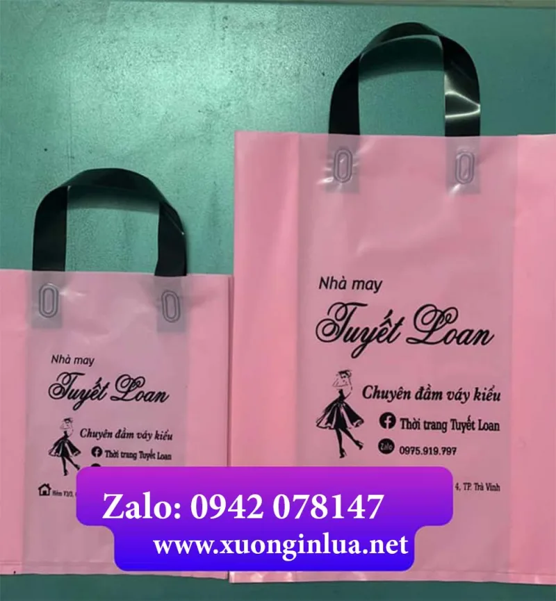 túi ép quai pe màu hồng