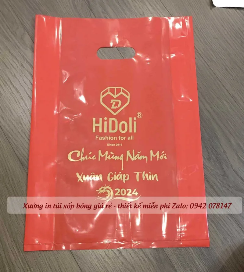 mẫu túi xốp in Chúc Mừng Năm Mới theo yêu cầu
