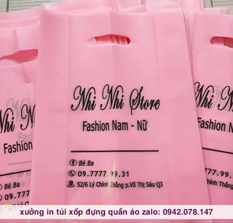 túi xốp màu cam đào đựng quần áo