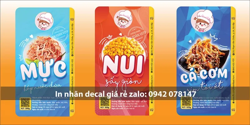 mẫu tem nhãn decal giấy đồ ăn vặt
