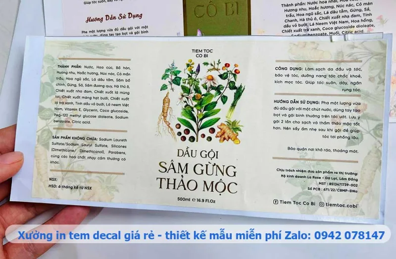 mẫu tem decal giấy không cán màng