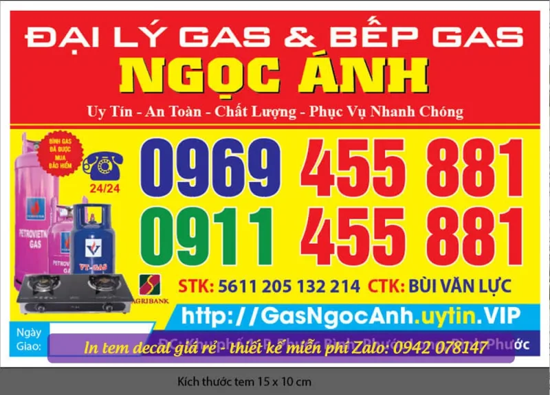 mẫu tem decal giấy dán bình gas
