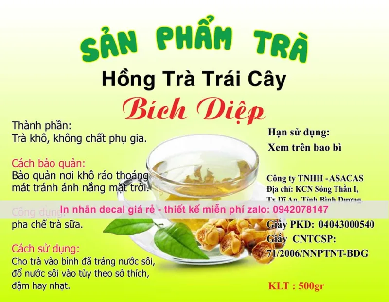 mẫu tem decal hồng trà thiết kế theo yêu cầu
