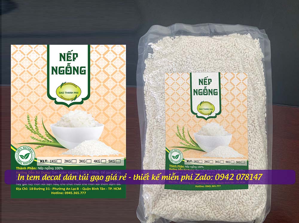 in tem dán gạo nếp ngỗng