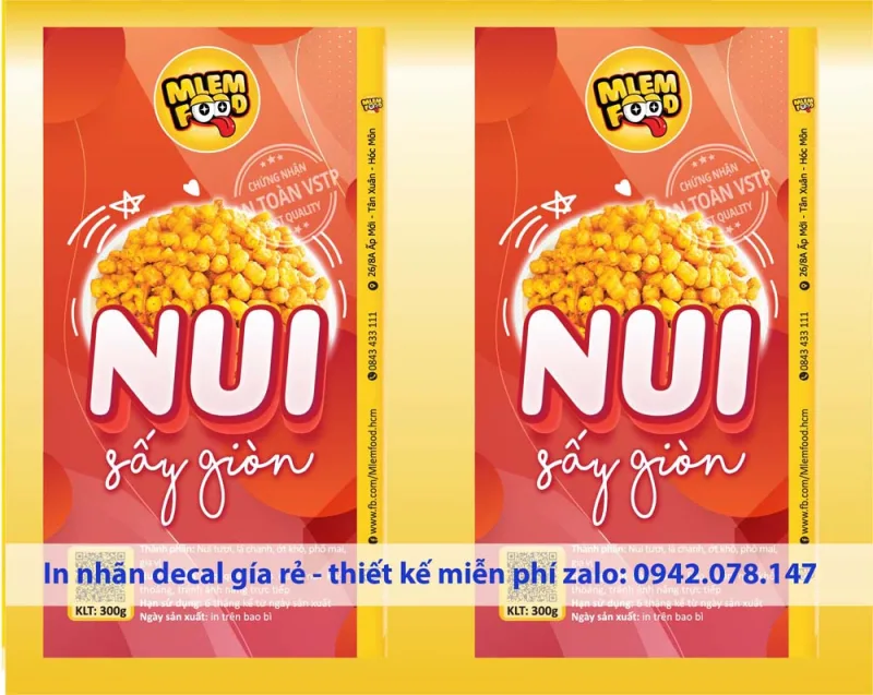 Mẫu tem nui sấy giòn