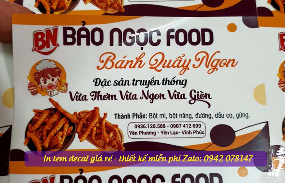 in tem nhãn bánh quẩy