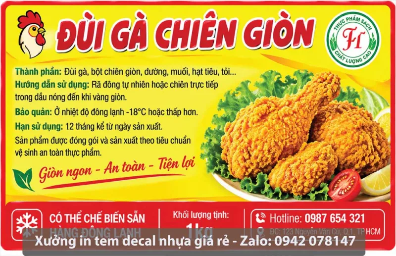 thiết kế tem decal nhựa dán thực phẩm đông lạnh