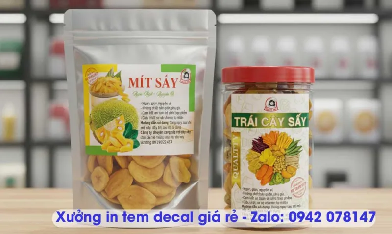 mẫu tem decal giấy trái cây sấy
