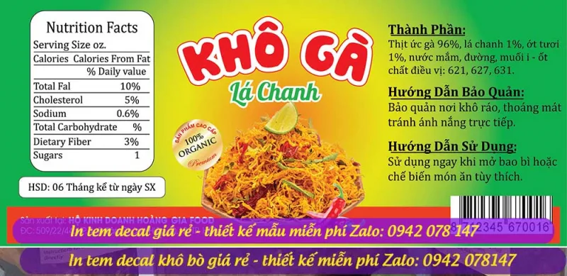 mẫu tem decal khô gà thiết kế theo yêu cầu