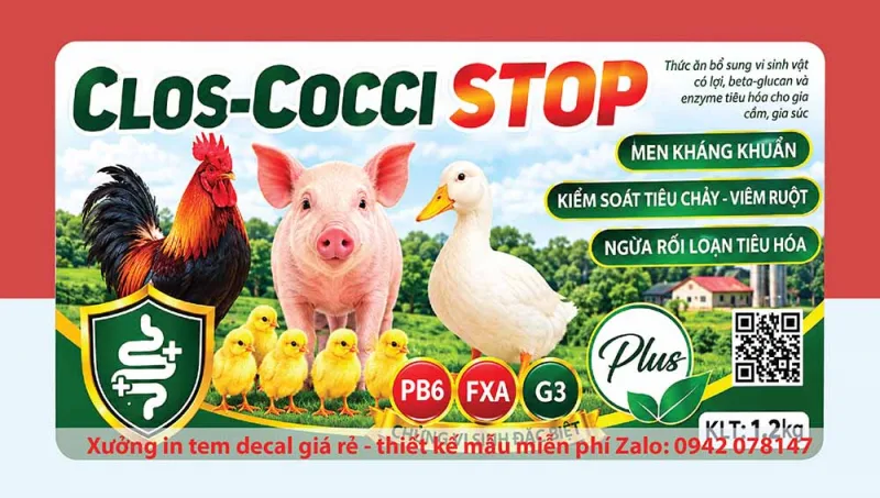 mẫu tem nhãn thuốc thú y Clos