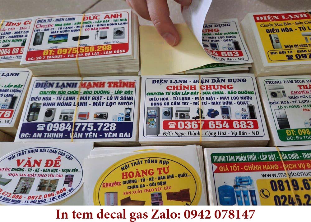 Mẫu tem decal giấy gas trước khi dán