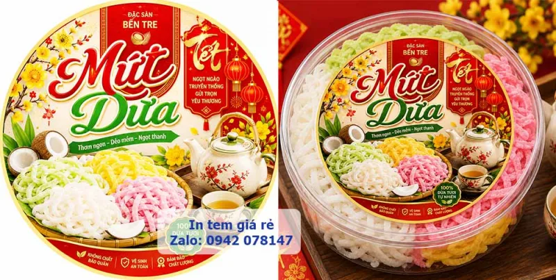 mẫu tem nhãn decal Tết cho sản phẩm bánh kẹo và mứt