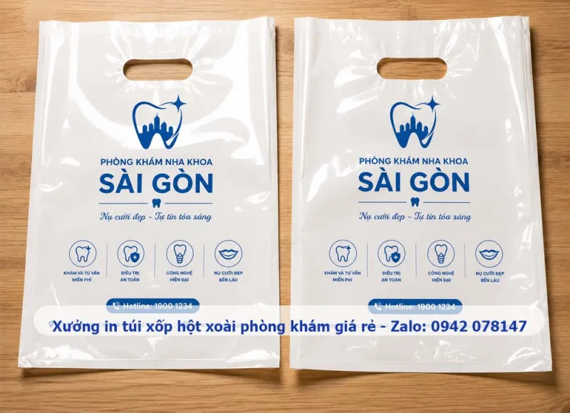 in túi xốp phòng khám nha khoa