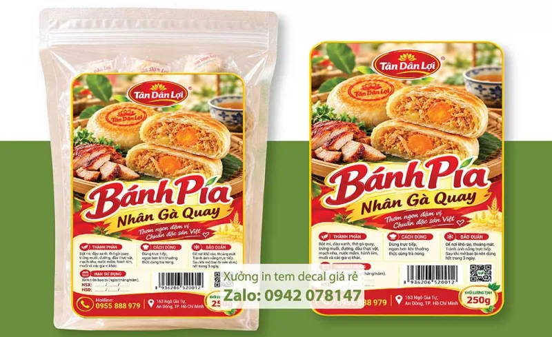 mẫu tem bánh pía gà quay đẹp