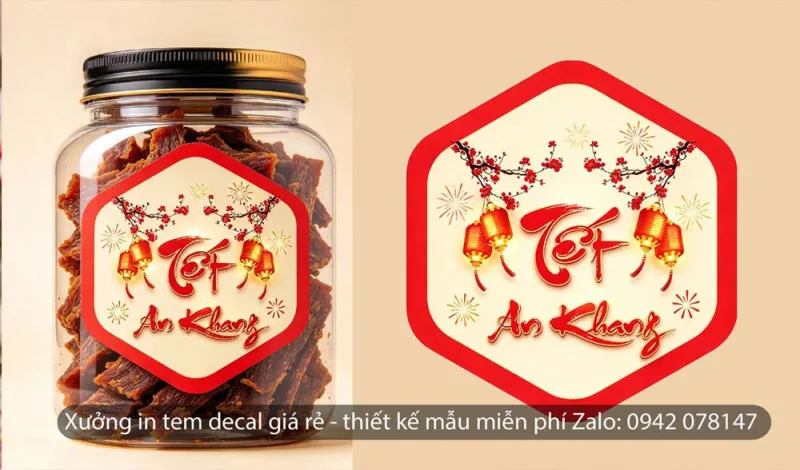 in tem nhãn decal tết đẹp bế theo hình