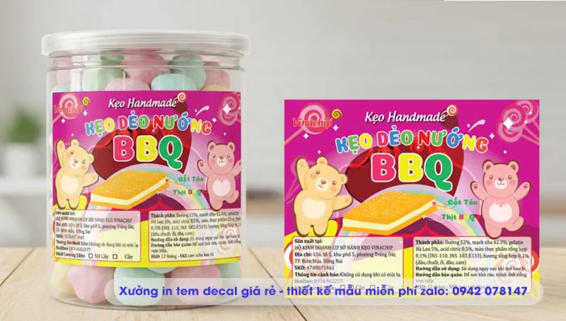 Mẫu tem bánh kẹo dẻo
