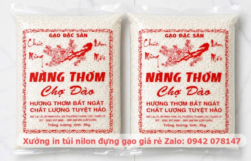 in túi nilon đựng gạo Nàng Thơm 1 màu