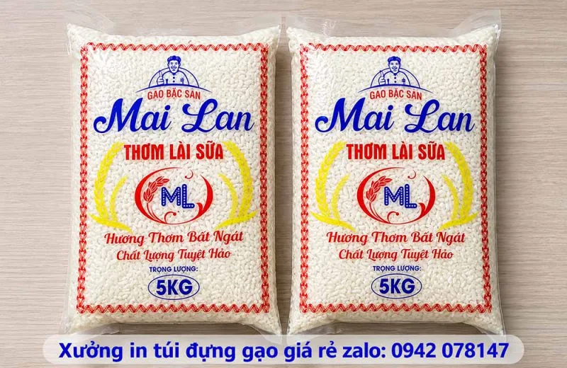 mẫu túi PE đựng gạo Mai Lan