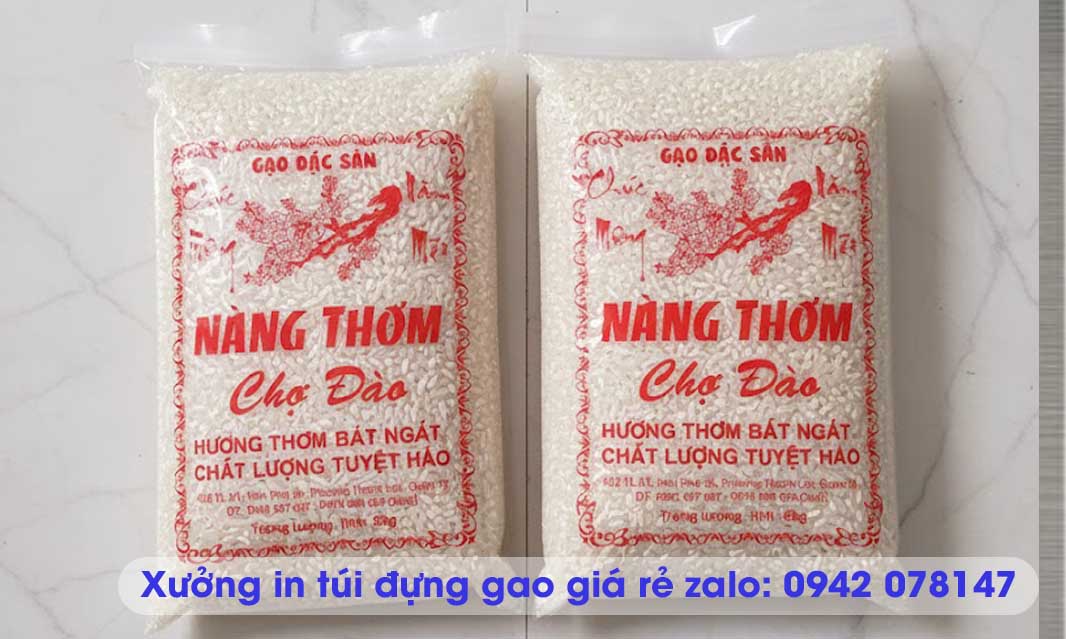 túi nilon đựng gạo nàng thơm 10kg