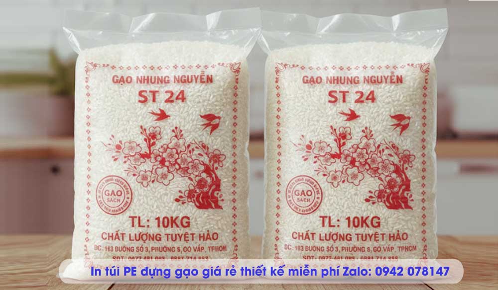 in túi đựng gạo tết 1 màu