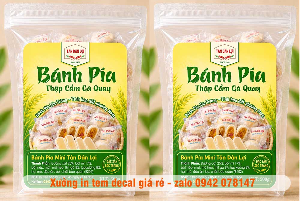 tem decal giấy bánh pía cán màng bóng
