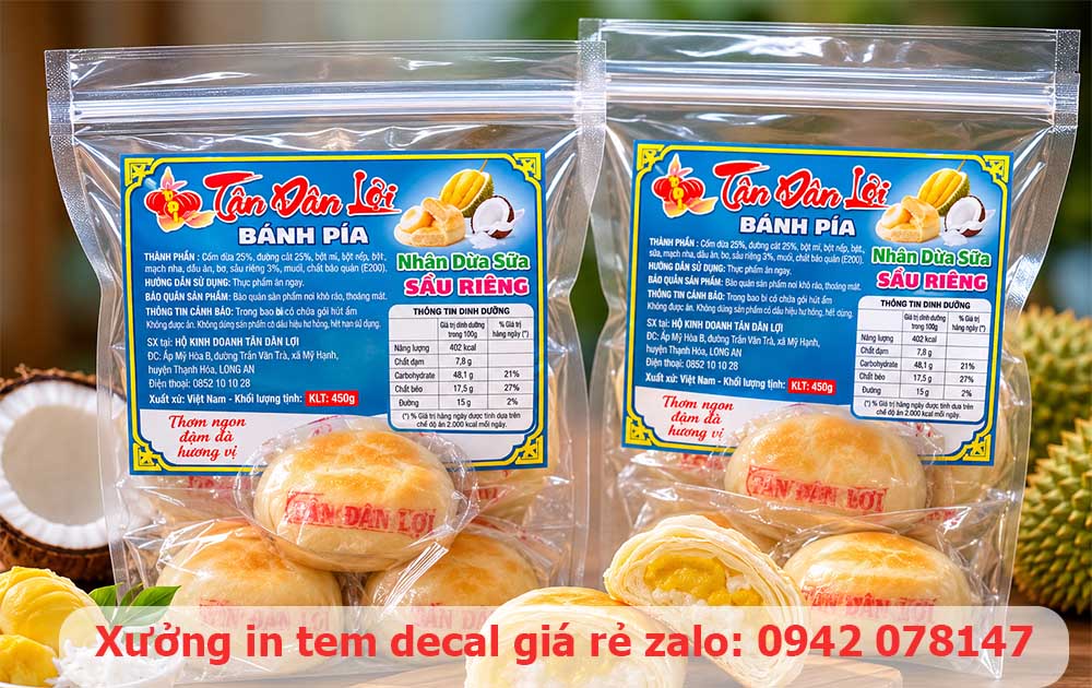 in tem bánh pía sầu riêng