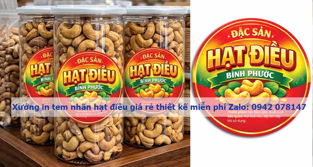 in tem hạt điều hình tròn