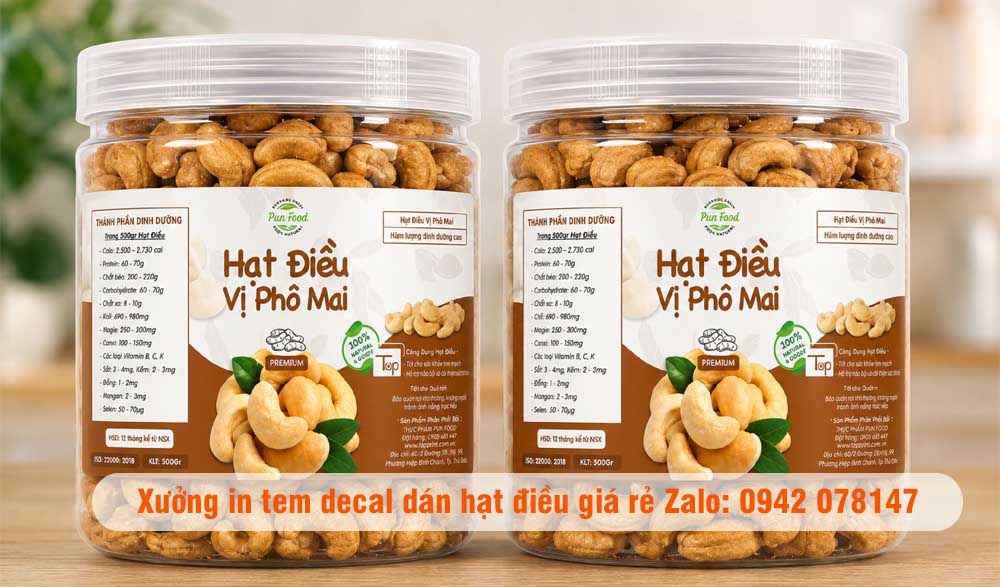mẫu tem hạt điều vị phô mai