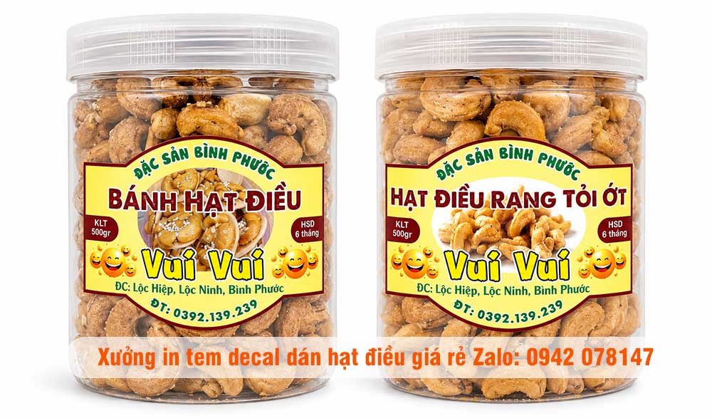 in tem decal giấy dán hạt điều