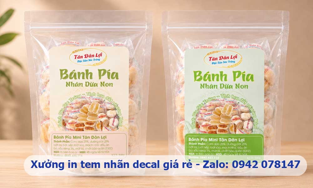 in tem bánh pía dừa non