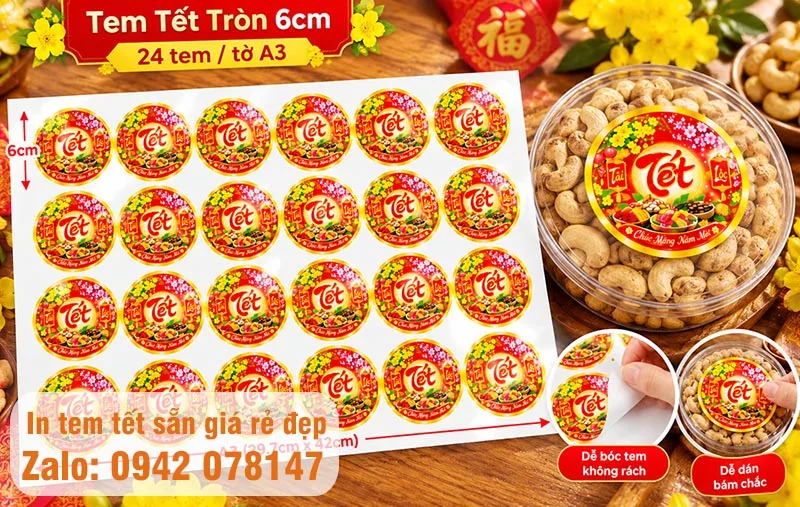 mẫu tem tết in sẵn tròn 6cm